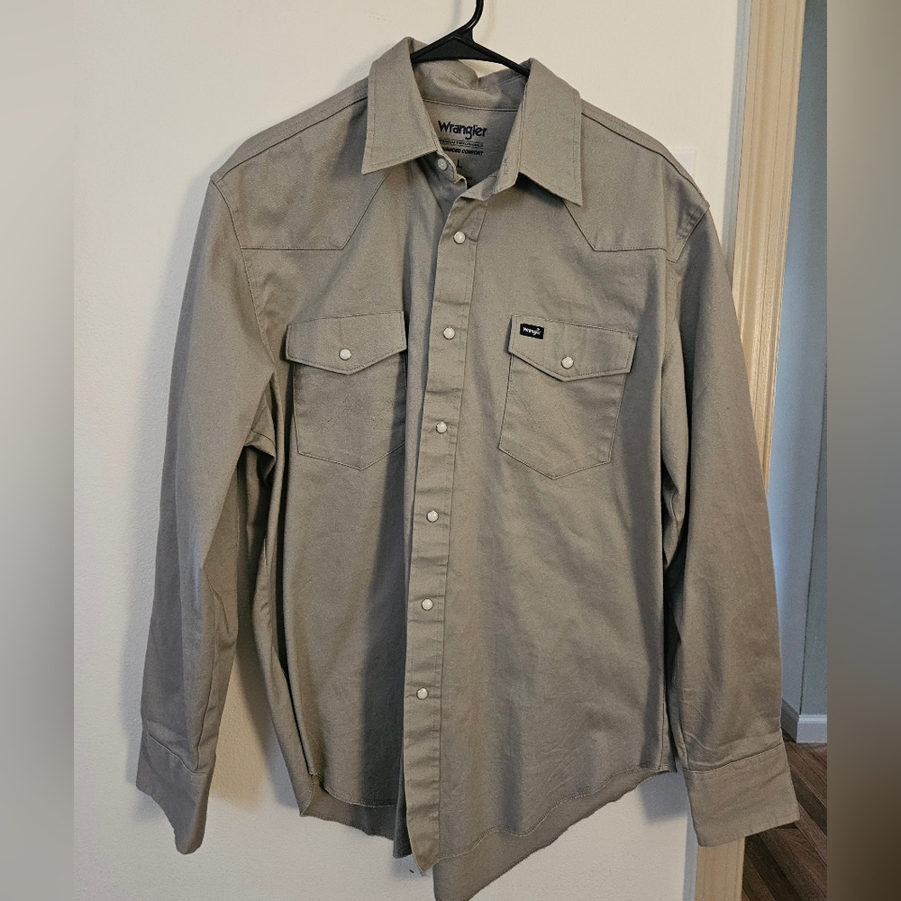 Wrangler Pearl Snap Button Down Shirt Gray